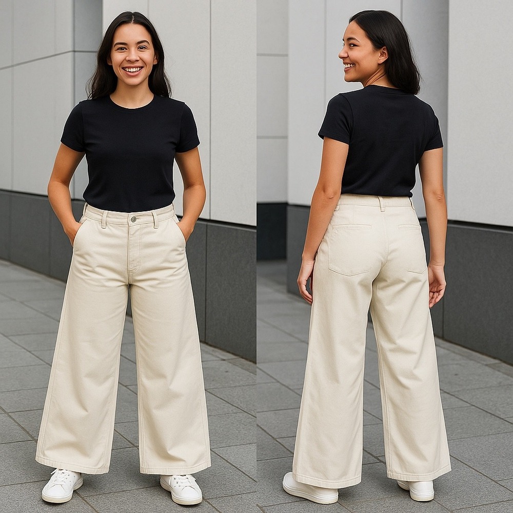 Banana Republic Ultra High Rise Wide Leg Trouser Pants Ecru‎ Size 29 Womens